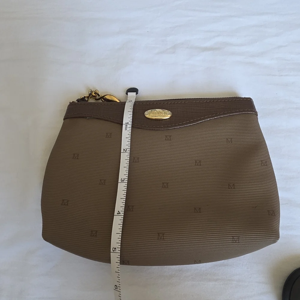 Monet Tan and Brown Vintage Style Textured Make Up Pouch